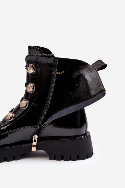 Dámské zateplené boty s ozdobnými knoflíky D&A MR870-51 Černé