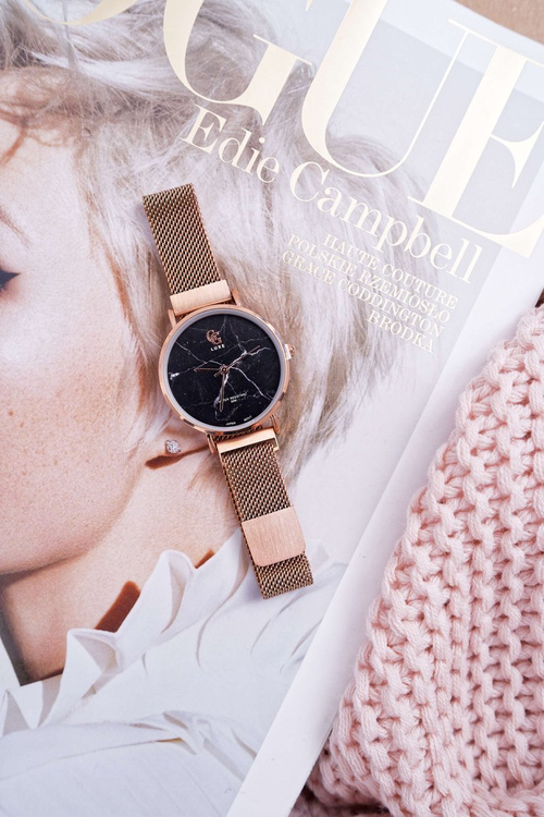 Dámske hodinky GG Luxe Pink Gold Black Shield Bemas