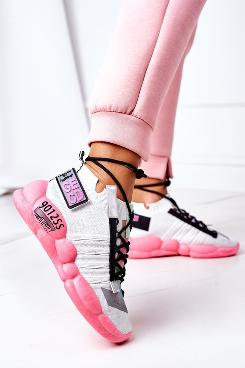 Dámská Sportovní Obuv Sneakers Bílé-Růžové Bubble Tea