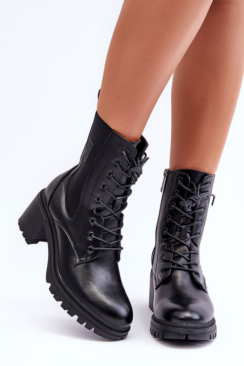 Dámske kožené vysoké podpätky Čierny esnar