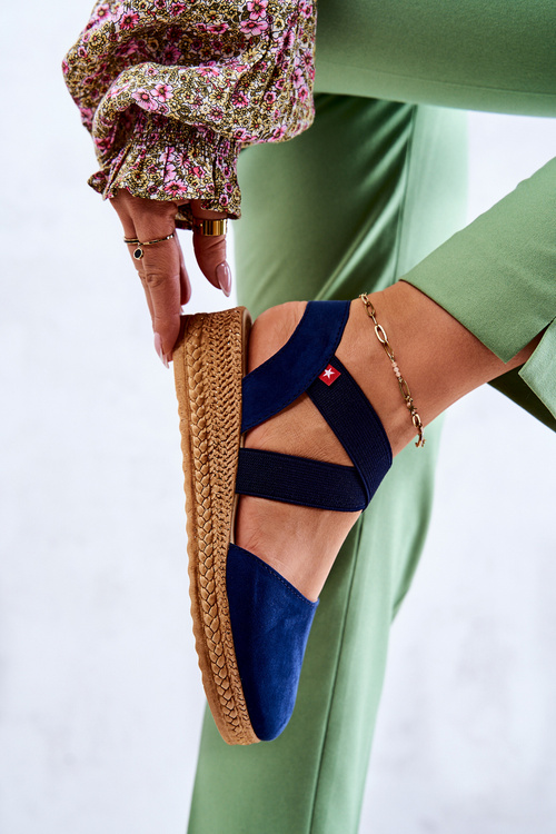 Semišove dámské espadrilky Big Star JJ276037 námořnická modrá