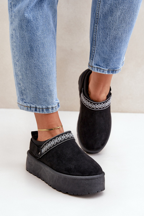 Snehové Topánky S Dekoratívnym Vyšívaním Čierne Selithria