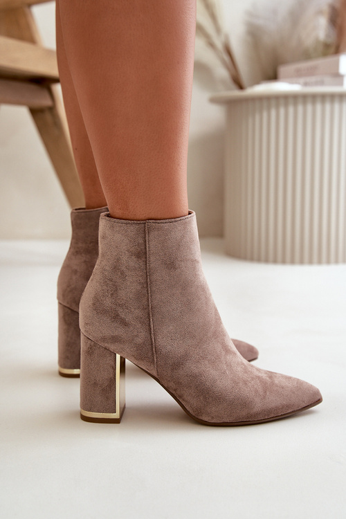 Dámske Čižmy Na Opätku So Zipsom Zateplené Eko Semišové Béžové Mevair