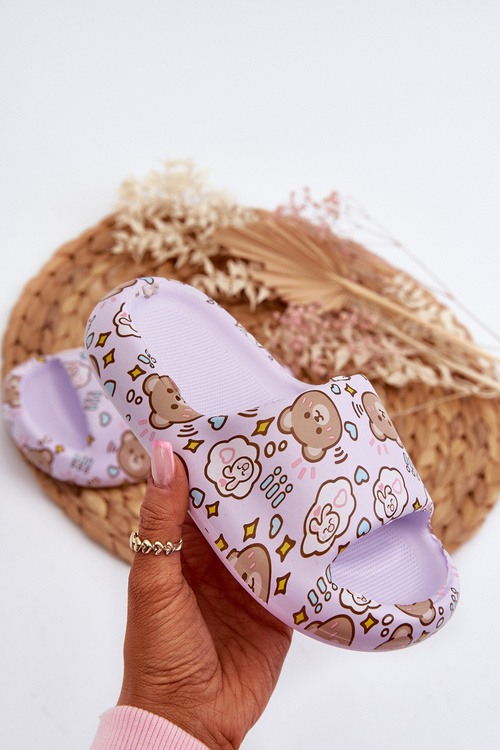 Dětské Lehké Pantofle S Medvídky Fialové Evitrapa