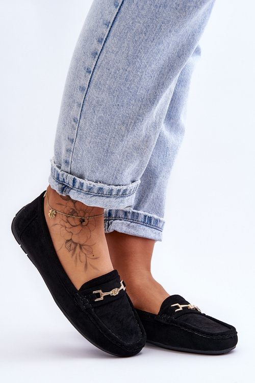 Dámské klasické semišové mokasíny černé Corinell