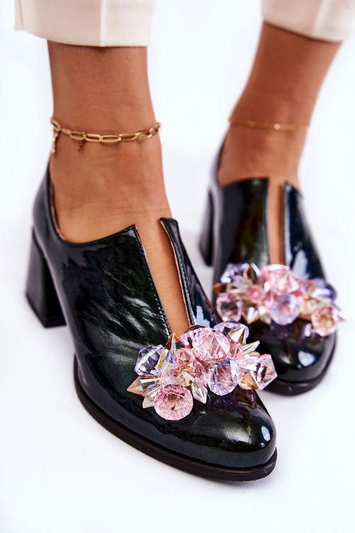 Lakované mozaikové boty s průhlednou dekorací zelene Delaver