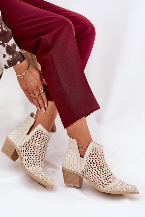 Dámske Čižmy S Výrezmi A Pletením Svetlo Béžové Tulifedi