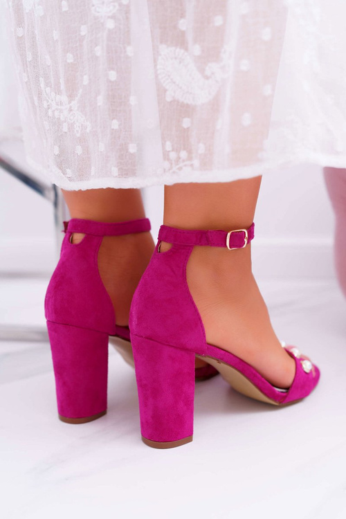 Dámske sandále na stĺpe s Pearls fuchsja Renesia