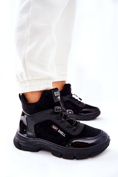 Kožené Polstrované Tenisky Na Vysokém Podpatku Černé Merit