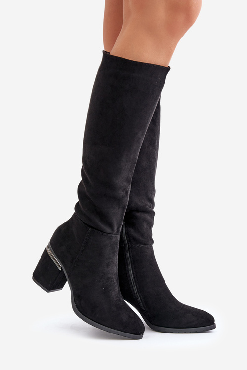 Ekologické Semišové Čižmy Dámske Pred Koleno Na Opätku Zateplené Vinceza 16473 Čierne