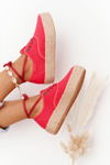 Čipka -up espadrilles na pletenej veľkej hviezde FF274141 Red Platform