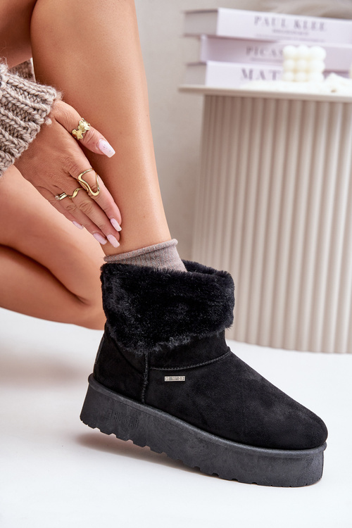 Sněhové boty na platformě s kožešinou Big Star OO274A108 Černé