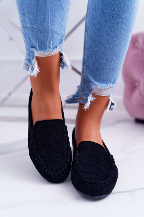 Dámske mokasíry Sergio Leone Suede Black Winted