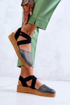 Módne ženské espadrilles veľká hviezda JJ276035 čierna
