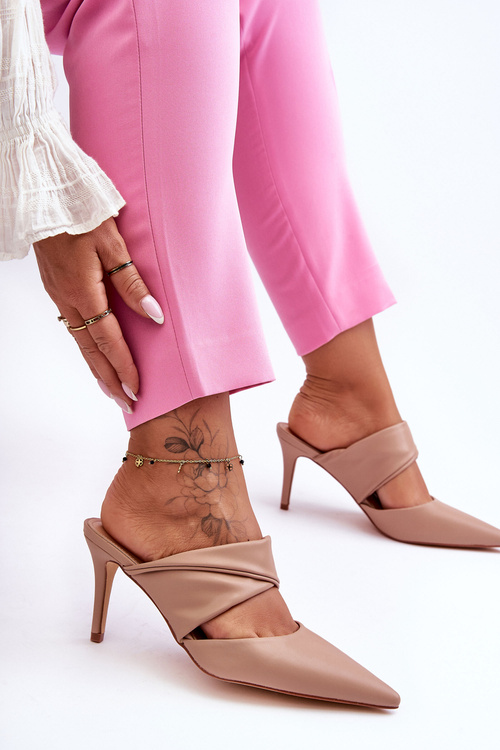 Kožené špičkové sandály tmavě béžové Aveline