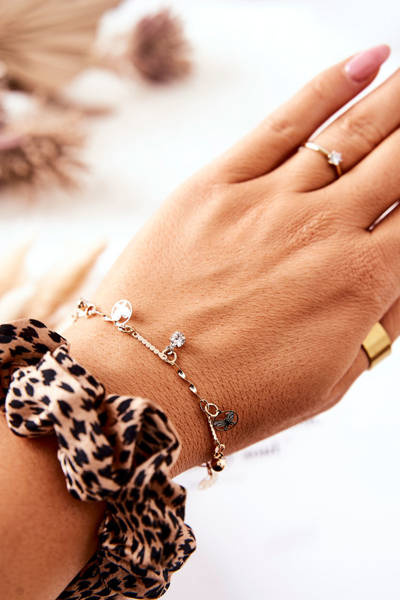 Náramek s přívěsky Butterfly Zirconia Zlato Sienna