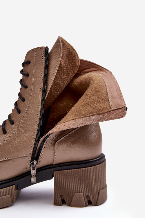 Kožené Dámské Zateplené Botky Trapery Lemar Hnědé Rehin