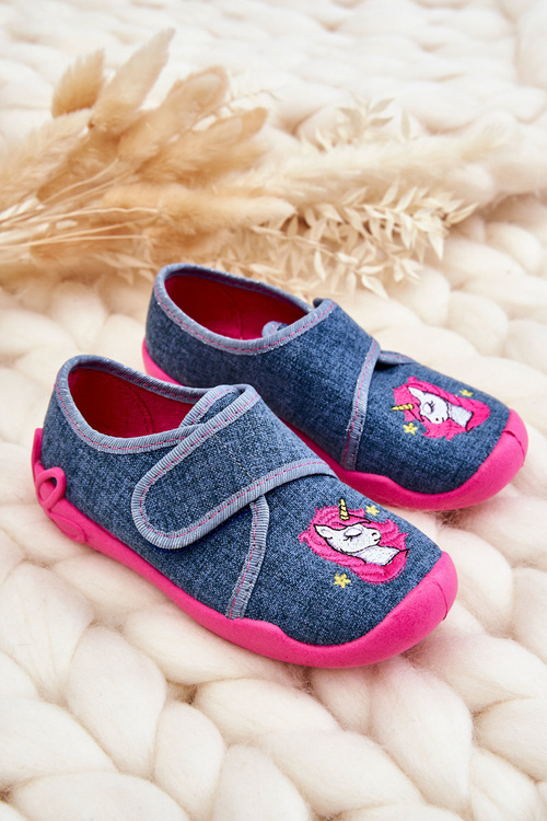 Detský papcie Befado Unicorn 122x016 Blue-ružová