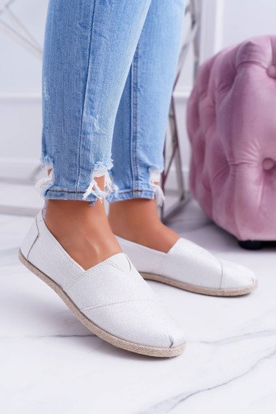 Damskie Srebrne Brokatowe Espadryle Emmera