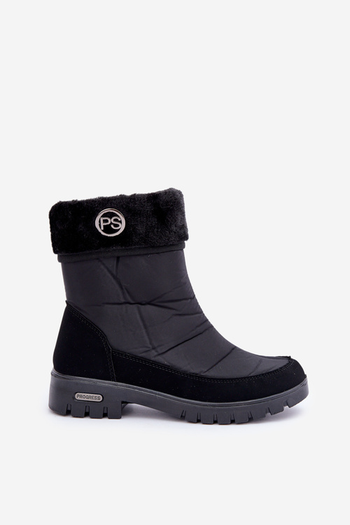 Módne izolované snehové topánky žien Progress progj-21-13 čierna