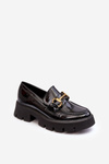 Ženské lakované topánky Loafer s dekoráciou Black Peuria