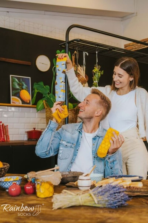 Dúhové ponožky ponožky med v pohári 2 páry