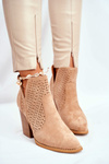 Dámske topánky na semišovom stĺpe Openwork Beige Shades
