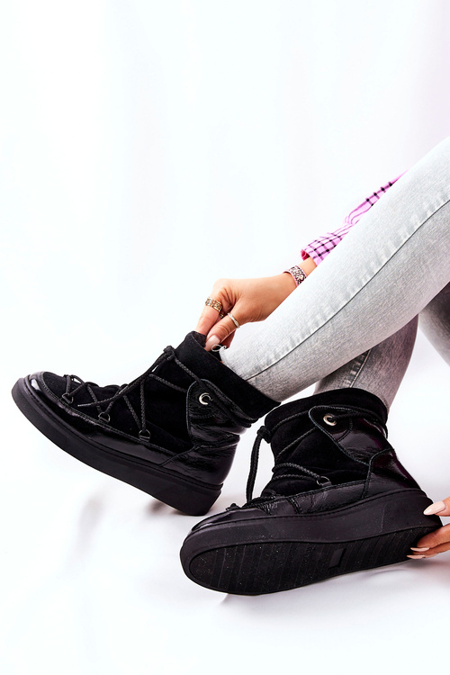 Zateplené Semišové Sněhule černé Clarem