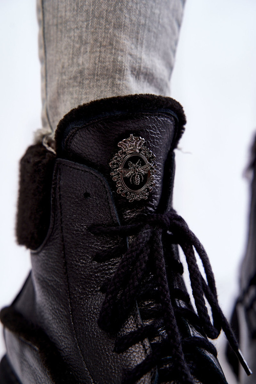 Dámské kožené trapperské boty černé Vergo