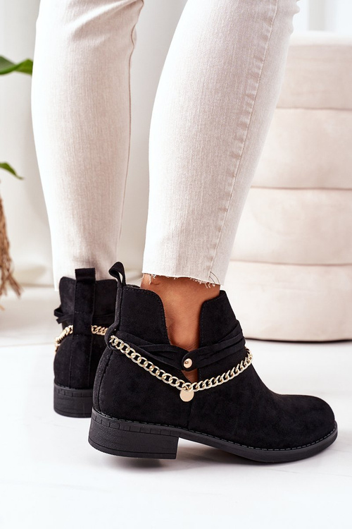 Semišové topánky s čiernou reťazou Elvira