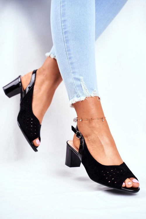 Dámské Sandály Na Podpatku Sergio Leone Černé SK832