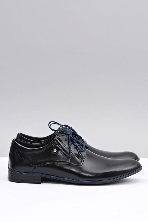 Čierna kožená elegantná topánky Massimiliano