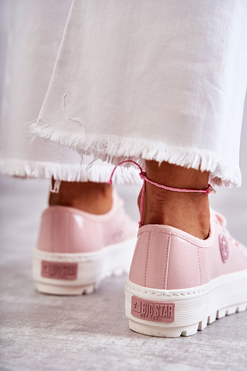 Módne lakované veľké hviezdy KK274047 Pink tenisky