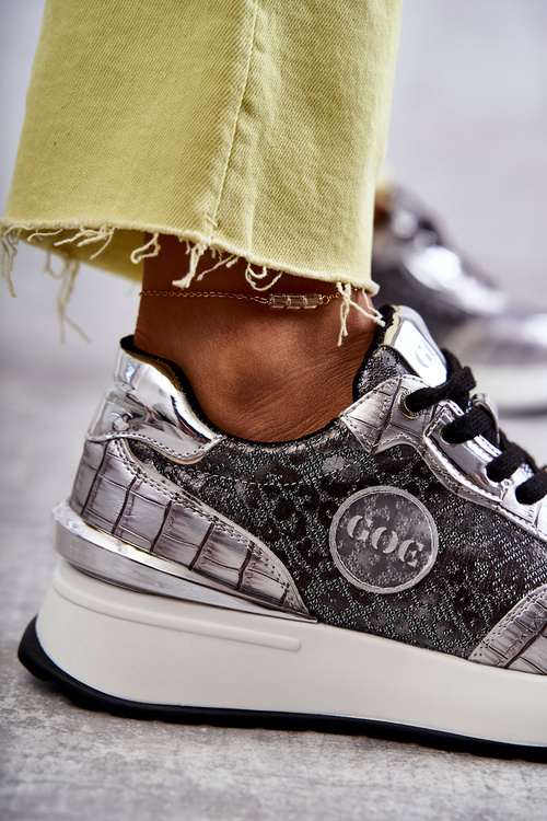 Dámská sportovní obuv na klínku GOE KK2N4083 stříbrne