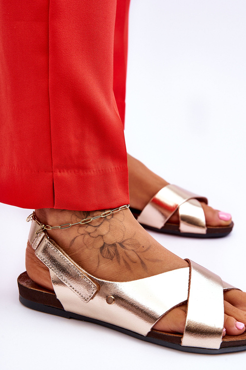 kožené sandály na suchý zip Zlaté Addison