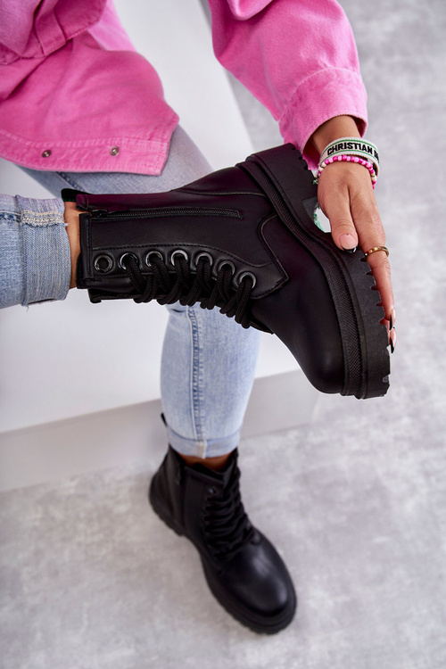 Dámské kožené boty Workers Světle Černé Denila