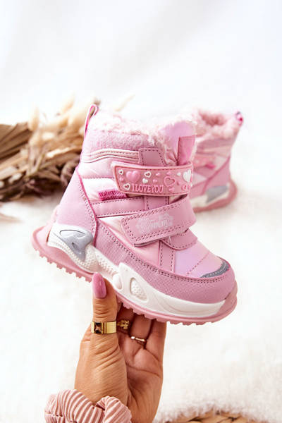 Izolované snehové topánky pre deti ružové chladné