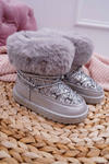 Detské izolované topánky Snehové topánky so striebornou kožušinou Nicola