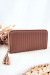 Veľká prešívaná peňaženka s cappucino pásom