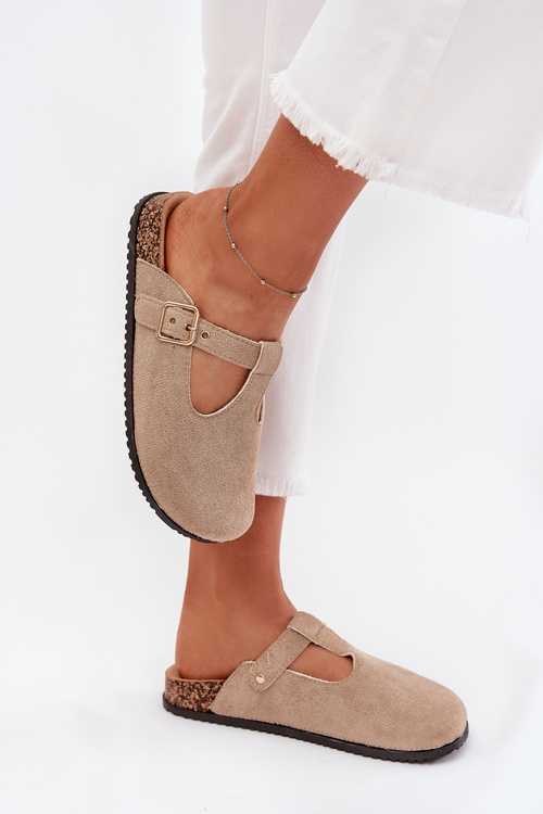 Dámské Pantofle Se Zlatou Sponou Béžové Lirina