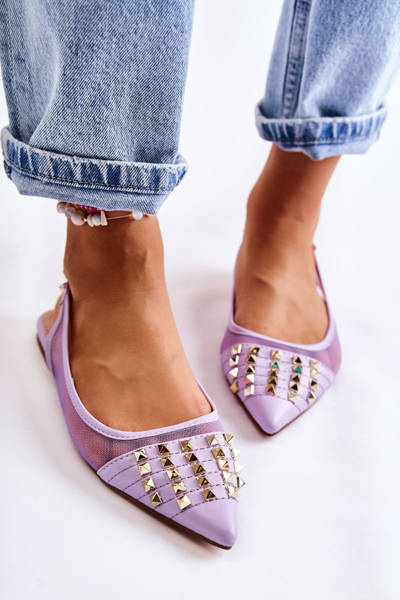 Ženské baleríny s gombíkami Purple Kinley