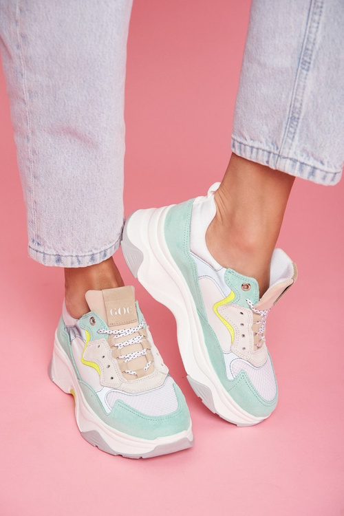 Dámska športová kožená topánky Goe White Mint FF2N3011