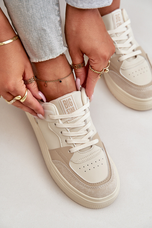 Dámske Nízké Tenisky Z Eko Kože Big Star OO274029 Béžové