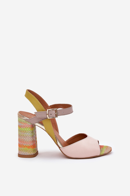 Kožené Elegantné Sandále na Podpätku Laura Messi 2136 Viacfarebné