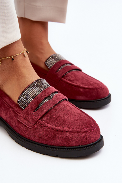 Dámske zdobené mokasíny bordové Dananei