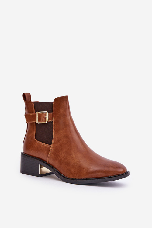 Dámské kotníkové boty na nízkém podpatku se zlatou sponouCamel Vomera