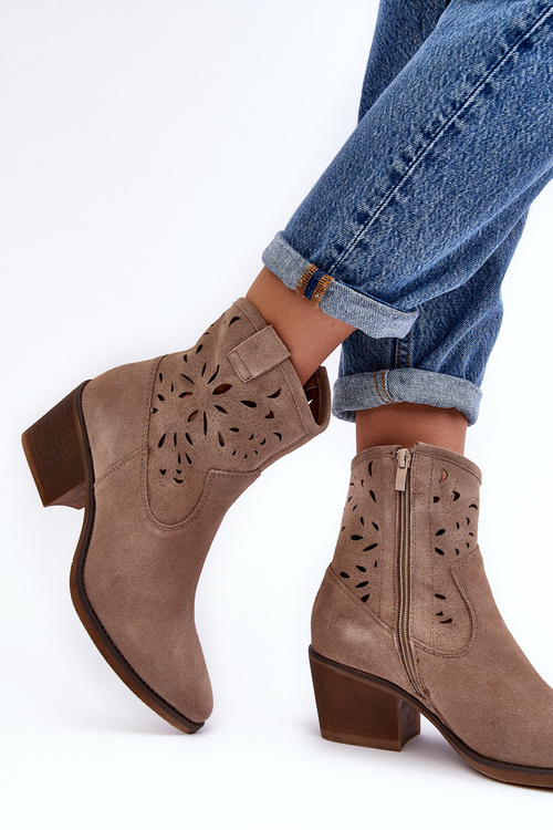 Semišové topánky Openwork D&A SN622-20 Dark Béžová