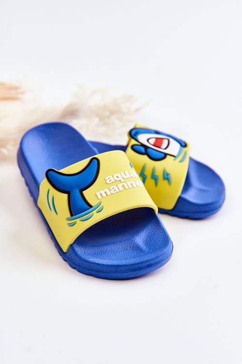 Lehké dětské pantofle žluto-modré Sharky