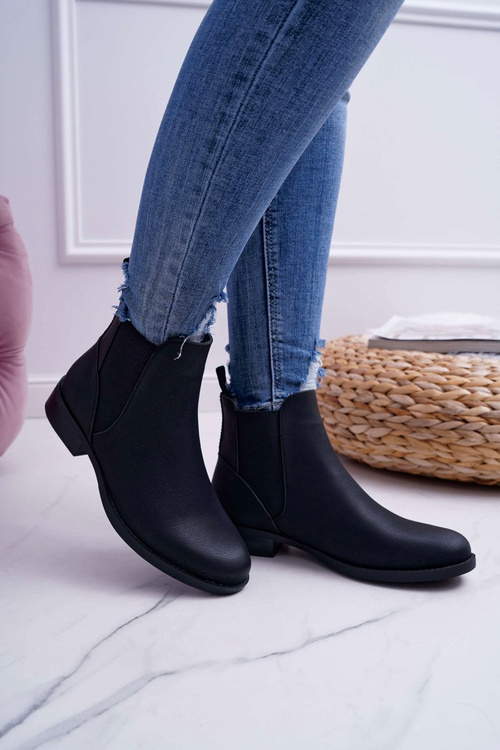 Dámské kotníkové boty Pérka na nízkém podpatku Černé Barski 18-75