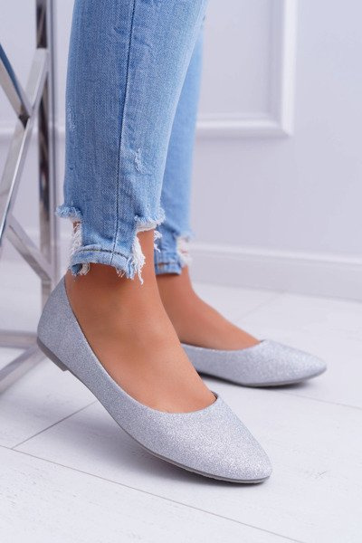 Brokátové Baleríny Stříbrné Tiffy